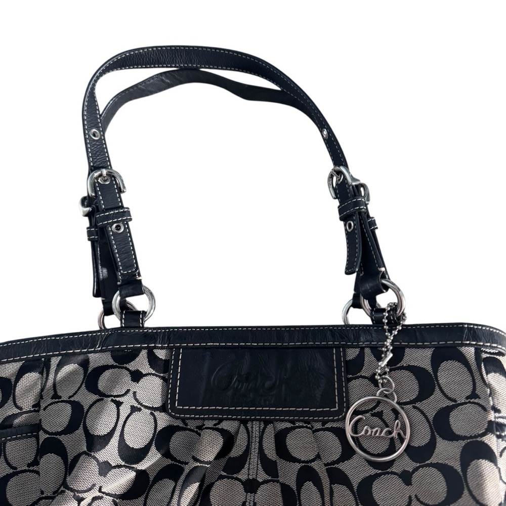Authentic COACH Pleated East West Gallery Signature Handbag Purse Poppy Style - Picture 5 of 13